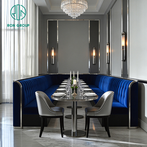 Sofá de Lujo con Estructura de Acero Inoxidable y Tapicería de Terciopelo, Silla y Mesa para Hotel, Restaurante, Cafetería, Muebles para Cafetería - Product Image 6