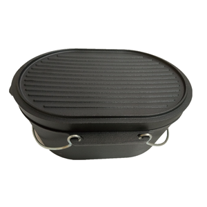 Fournisseur chinois de <span class=keywords><strong>cocotte</strong></span> <span class=keywords><strong>en</strong></span> <span class=keywords><strong>fonte</strong></span> de forme ovale, pré-assaisonnée, avec revêtement huileux, idéale pour le barbecue - Product Image 3