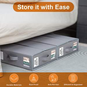 Foldable Bed <b>Sheet</b> Set Organizers and Storage Large Size Linen Fabric with Window and Label Under Bed Storage Box for Bedsheets - Product Image 5
