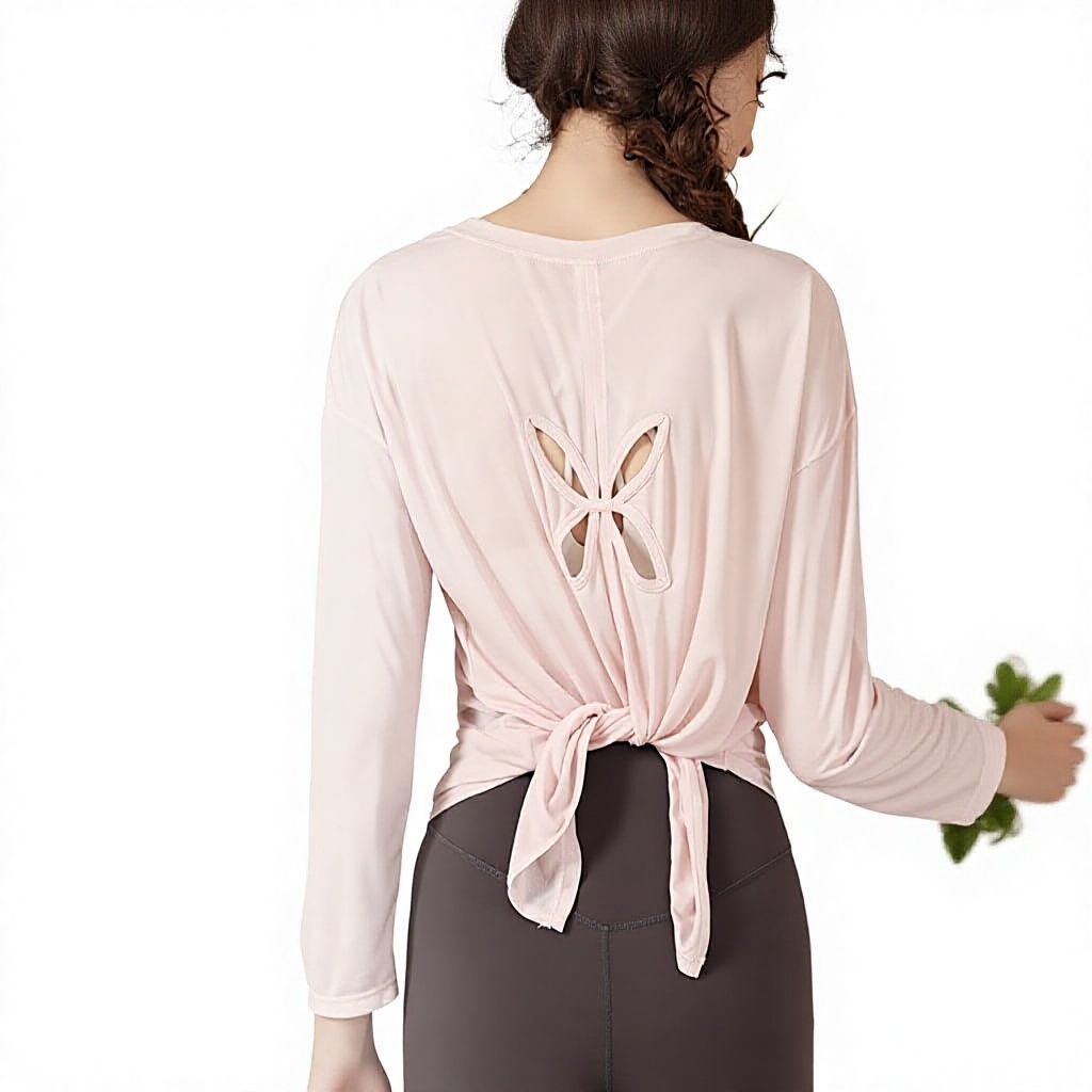 Early Autumn Yoga Top for Women Slimming Breathable Lightweight Polyester Long-Sleeve T-Shirt for Pilates and Workout