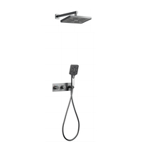 Robinet thermostatique Vaguel avec douche à massage, ensemble de douche de pluie dorée brossée, ensemble de douche de pluie pour salle de bain