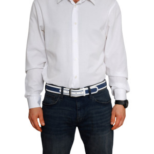 Ceinture en cuir blanc et bleu pour homme Swindon - Product Image 4