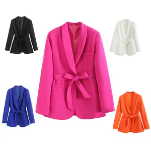 Y2K2023 High Quality Women Blazer Jacket Casual Long Sleeve Blazers Ladies Women Lace Up Chic Outerwear Office Lady Blazers