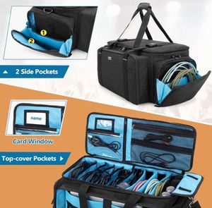 Large DJ Gig Bag Travel DJ <b>Cable</b> File Case with Padded Bottom & Detachable Dividers DJ <b>Gear</b> Storage Organizer - Product Image 4