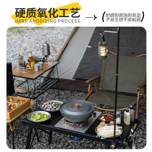 Wok de aleación de aluminio para exteriores con mango de madera, olla antiadherente para 2-3 personas con tapa para acampar, picnic y uso doméstico - Product Image 3
