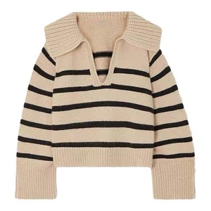 Nuovi Prodotti Abbigliamento Donna a Righe 2026 Inizio Primavera Nuovo Maglione a Maniche Lunghe con Scollo a V in <span class=keywords><strong>Misto</strong></span> <span class=keywords><strong>Lana</strong></span> <span class=keywords><strong>e</strong></span> <span class=keywords><strong>Cashmere</strong></span> - Product Image 1