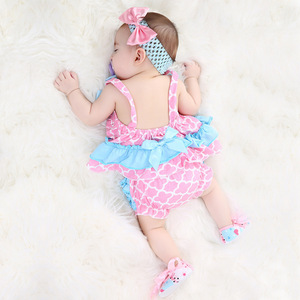 klettern Baby Mädchen Kleidung Kleinkind kurze sets outfit sommer baby kleid set mit Stirnband 3pcs sets - Product Image 5