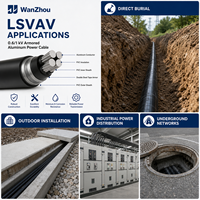 Câble en aluminium blindé à double bande d'acier LSVAV personnalisé pour le dépoussoir direct et les réseaux électriques