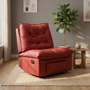 Modern PU Leather Recliner Chair Tufted Back Manual Reclining Living Room Furniture Contemporary Design Leisure Chair - Product Image 6