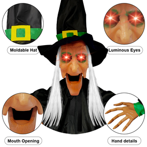 Máscara de Bruja Verde con Voz Activada, Boca Brillante y Sonidos, para Halloween, Casas Encantadas, Accesorios de Disfraces, Venta al por Mayor de Fábrica, Personalizable - Product Image 3