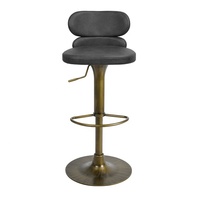 [En stock] Tabouret de bar pivotant réglable en cuir moderne, chaise de salle à manger à pieds hauts pour îlot de cuisine, noir