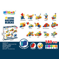 Blocs de construction en plastique ABS motorisés STEAM Technology, 180 pièces, grandes particules, engrenages mécaniques, puzzle électrique éducatif