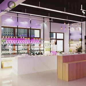 Muebles de Tienda de Cosméticos con Diseño Elegante, Exhibidor de Maquillaje Rosa Encantador con Iluminación de Madera, Gabinete para Tienda de Maquillaje - Product Image 6