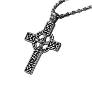 yunnique <b>Cross</b> Stainless Steel Necklace For Men Geometric Design Gift Jewelry - Product Image 3