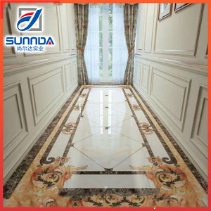 Azulejos de Porcelana con Diseño de Superficie Cristalizada, Textura de Flores y Plantas, Chapados en Oro, para Decoración de Vestíbulos de Hoteles y Villas - Product Image 3