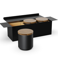 DHPO Pots de stockage des aliments en céramique émaillée de couleur mate Thé Café Sucre Sel Boîte avec couvercle en bambou pour la rentrée scolaire