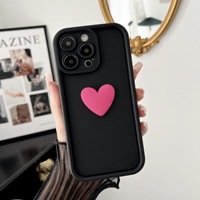 Coque de téléphone portable antichoc tendance en silicone souple 3D Cœur d'amour colorée avec cordon pour iPhone 17 16 15 14 13 12