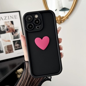 Coque de téléphone portable antichoc tendance en silicone souple 3D Cœur d'amour colorée avec cordon pour iPhone 17 16 15 14 13 12 - Product Image 6