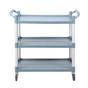 Plastic Catering Sservice L Size 3-tier Utility Food Kitchen Serving Hand Trolley Cart With Armrest