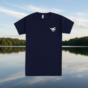 Reflection By Ninhol T-Shirt Navy Blue Minimalist Sun <b>Cloud</b> Design Unisex Casual Wear - Product Image 3
