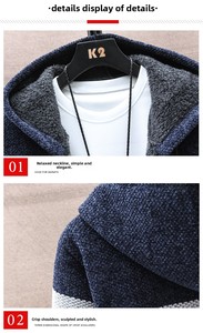 Cardigan da Uomo con Cerniera, Maglione a Righe a Maniche Lunghe, Giacca con Cappuccio a Collo Tondo, Maglione Jacquard da Uomo - Product Image 5