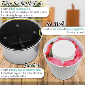DIY <b>Plastic</b> & Stainless Steel Wine Bottle Chiller with Customized Color for <b>Bucket</b> Ice Mold Party Use - Product Image 4
