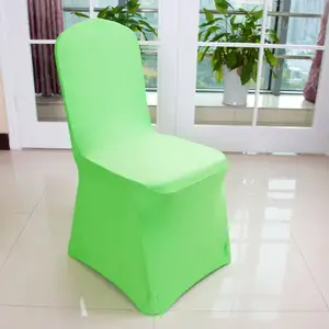 Fashion Solid Color Polyester Cotton Full Elastic Hotel Banquet Wedding Party Event Washable Green Spandex Chair Cover