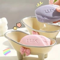 Porte-savon de baignoire en plastique créatif mignon avec nœud accessoires de bain jetables étanches plat de plateau décoratif pour la maison