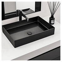 Lavabo de salle de bain anti-rayures PVD, évier noir en acier inoxydable SS304 pour lavage des mains, idéal pour hôtels et toilettes