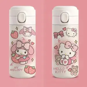 Botol termos melodi DL31101 cangkir vakum kartun Hello Kitty baja tahan karat lucu merah muda putih