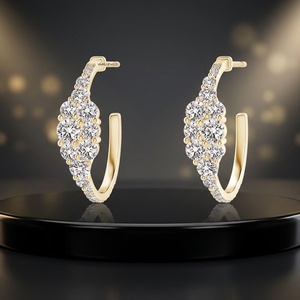 Boucles d'oreilles créoles Vaayu Jewels en diamant, or jaune 10K 14K 18K, argent 925 935, cadeau de luxe pour femme, fiançailles, fête, mariage - Product Image 1