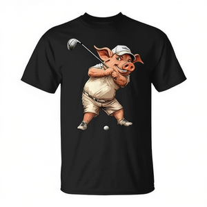 T-shirt Pigs Golfer Golf Pig per adulti unisex nera - Product Image 3