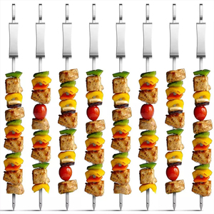 Xiên Nướng Bằng Thép Không Gỉ 14 Inch Và <span class=keywords><strong>18</strong></span> Inch, Xiên BBQ Có Thể Tái Sử Dụng, Xiên Kabot - Product Image 1