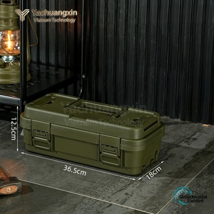 Green Plastic Tool <b>Storage</b> <b>Box</b> Waterproof Rectangle Portable Outdoor <b>Camping</b> Car Organizer Bin - Product Image 5