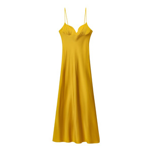 Vestidos de Mujer con Textura Similar a la Seda, Cuello Halter, Color Sólido, Cómodos y a la Moda - Product Image 4