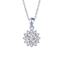 Parure de bijoux en argent sterling S925 avec moissanite, motif tournesol, collier et boucles d'oreilles fleur flèche 8-en-8, adaptée aux femmes