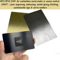 Carte de visite professionnelle en métal NFC programmable 13,56 MHz avec puce de contrôle d'accès invisible 215, noir mat/or brossé/argent brossé pour hôtels