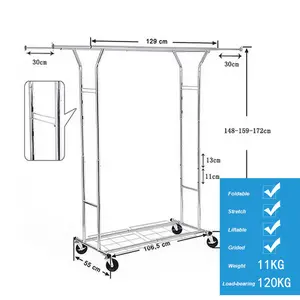 Perchero plegable de alta resistencia para ropa, bastidores de ropa rodantes de 265 libras con ruedas y estantes ajustables, perchero para ropa