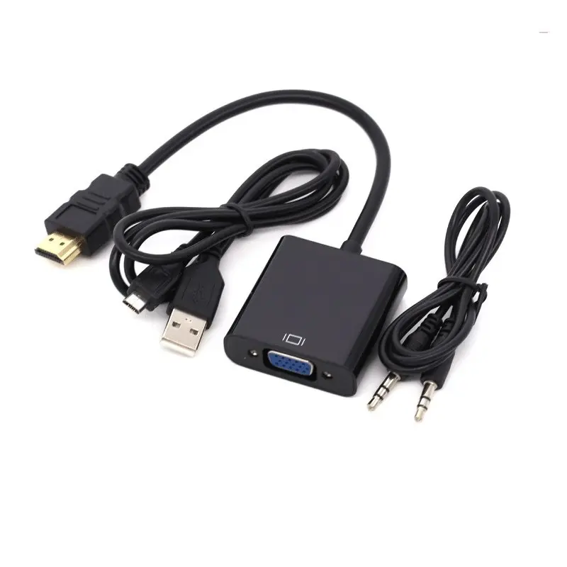 1080P Male HDTV to VGA Female Adapter Cable HDTV to VGA Converter with Audio Power