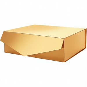 Caja de Regalo Magnética Dorada Brillante de Lujo con Logotipo Personalizado, 14x9.5x4.5 Pulgadas, Textura Suave, Plegable, Rígida - Product Image 1