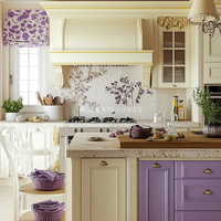 WICCAMEN Villa de style français, maison complète, armoire moderne sur mesure, comptoir en pierre de quartz intégré, îlot de cuisine ouvert