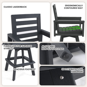 Tabouret de bar pivotant d'extérieur gris ardoise en polyéthylène haute densité (HDPE), chaise de patio rotative à 360 degrés, résistante aux intempéries - Product Image 5