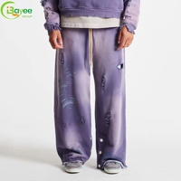 Ensemble survêtement 2 pièces streetwear pour homme : sweat à capuche oversize déchiré et pantalon de survêtement délavé personnalisé
