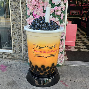 バブルティーショップの装飾パーソナライズされたボバカップブラウンシュガーバブルティーレジンクラフト彫刻 - Product Image 2