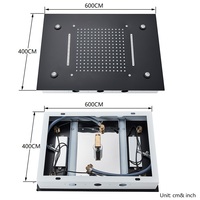 Pommeau de douche LED intelligent multifonctionnel avec télécommande, grand jet de pluie, pulvérisateur carré, pour montage encastré au plafond