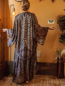 Tie-Dye <span class=keywords><strong>Cardigan</strong></span> Bikini <span class=keywords><strong>Beach</strong></span> Sonnenschutz hemd mit Position ierung Bedruckter Badeanzug Cover Ups <span class=keywords><strong>Beach</strong></span> Kimono - Product Image 5