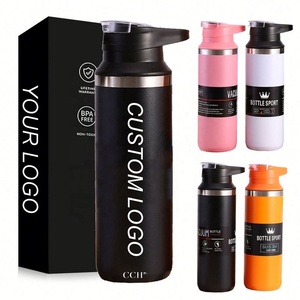 Custom Logo 500ml Double Wall Vacuum <b>Insulated</b> Metal Flask Promotional Gym Sports Water <b>Bottle</b> with Handle for Camping - Product Image 1