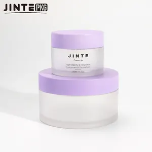 1OZ 2OZ 4OZ 6OZ 8OZ PETG Luxury Plastic Cosmetic Container Frost Cream Jar with Purple lids for Acrylic Powder Containers