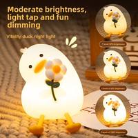 Veilleuse LED Canard Kawaii, Rechargeable USB, en Silicone, Lampe de Chevet pour Enfants, Design Animalier de Dessin Animé pour Bébé, Chambre à Coucher, Salon