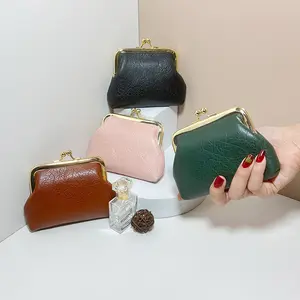 Retro kreative Mini-Lagerung Vintage Clip Münz tasche benutzer definierte kleine Geldbörse Damen echte Leder Geldbörse
